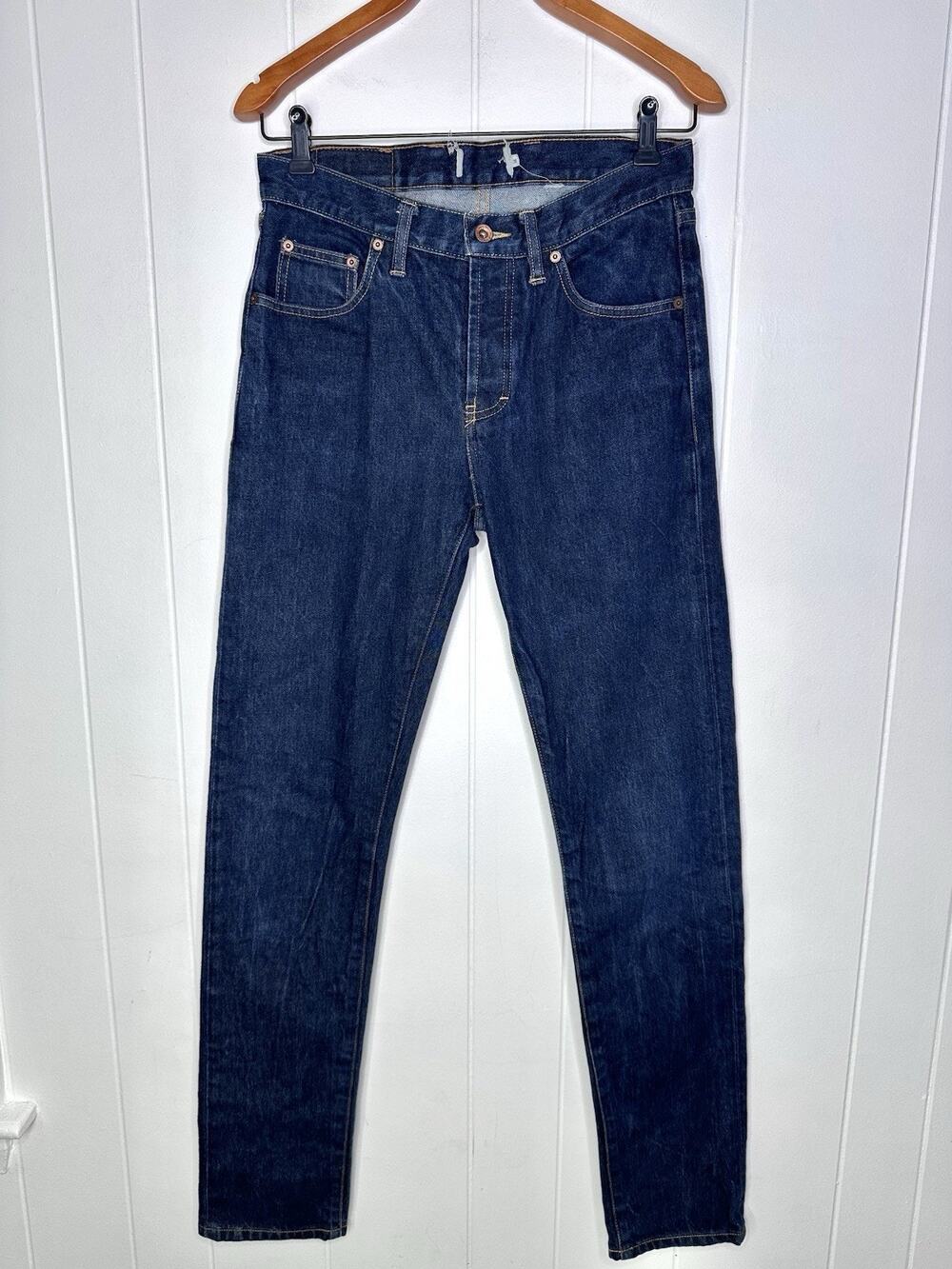 Taylor Stitch Slim Fit Button Fly Jeans - Mens 30 (31x34) Dark Wash Cotton